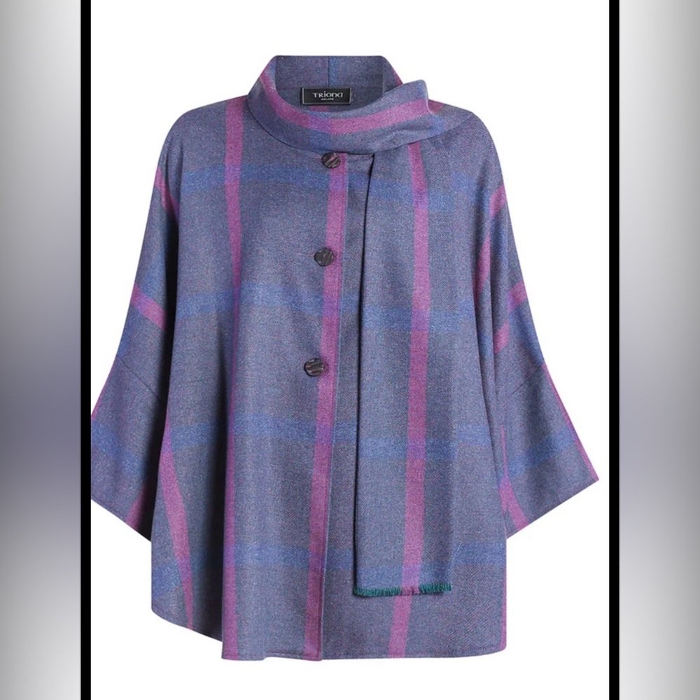 Tion Design Blue and Pink Plaid Women's Cardigan